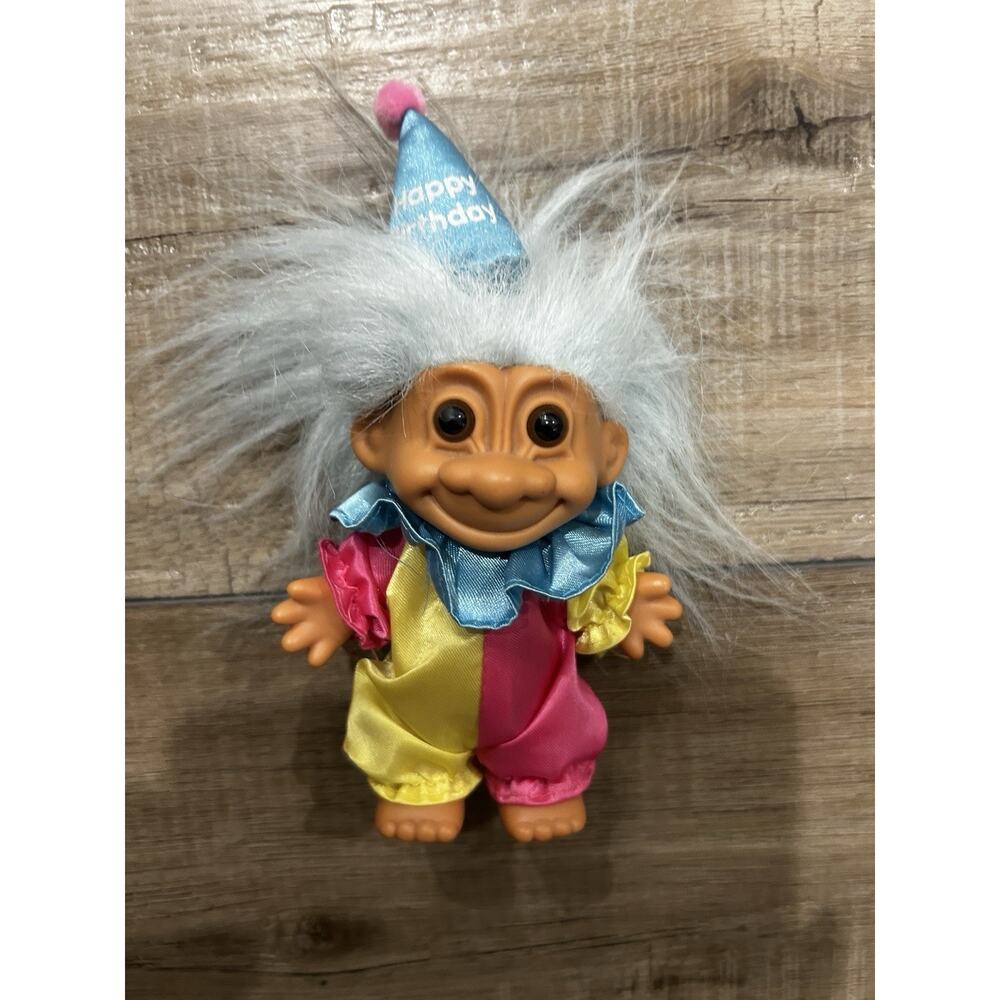 RARE Vintage RUSS TROLL HAPPY BIRTHDAY COMPLETE With HAT & Russ Sticker